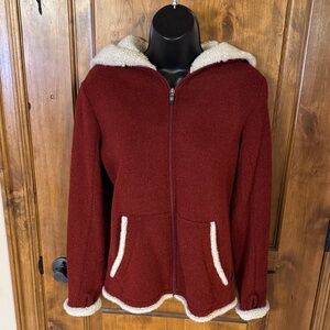 Kuhl Women's Deep Red Teddy Jacket with Cream Highlights